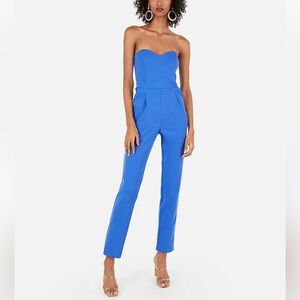 Express blue jumpsuit 2 zip up NWT